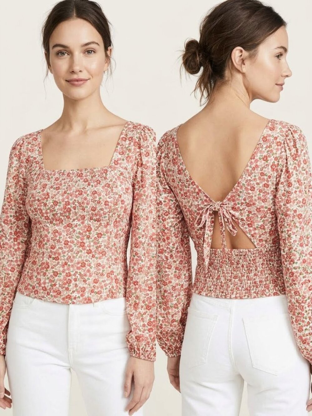 Lush ditsy floral print long sleeve top, size XL